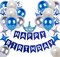 Happy Birthday Banner Bunting Party Balloons Confetti Latex Balloon Party Banners for Boys Women Men Birthday Banner Decorations (Navy Blue)
